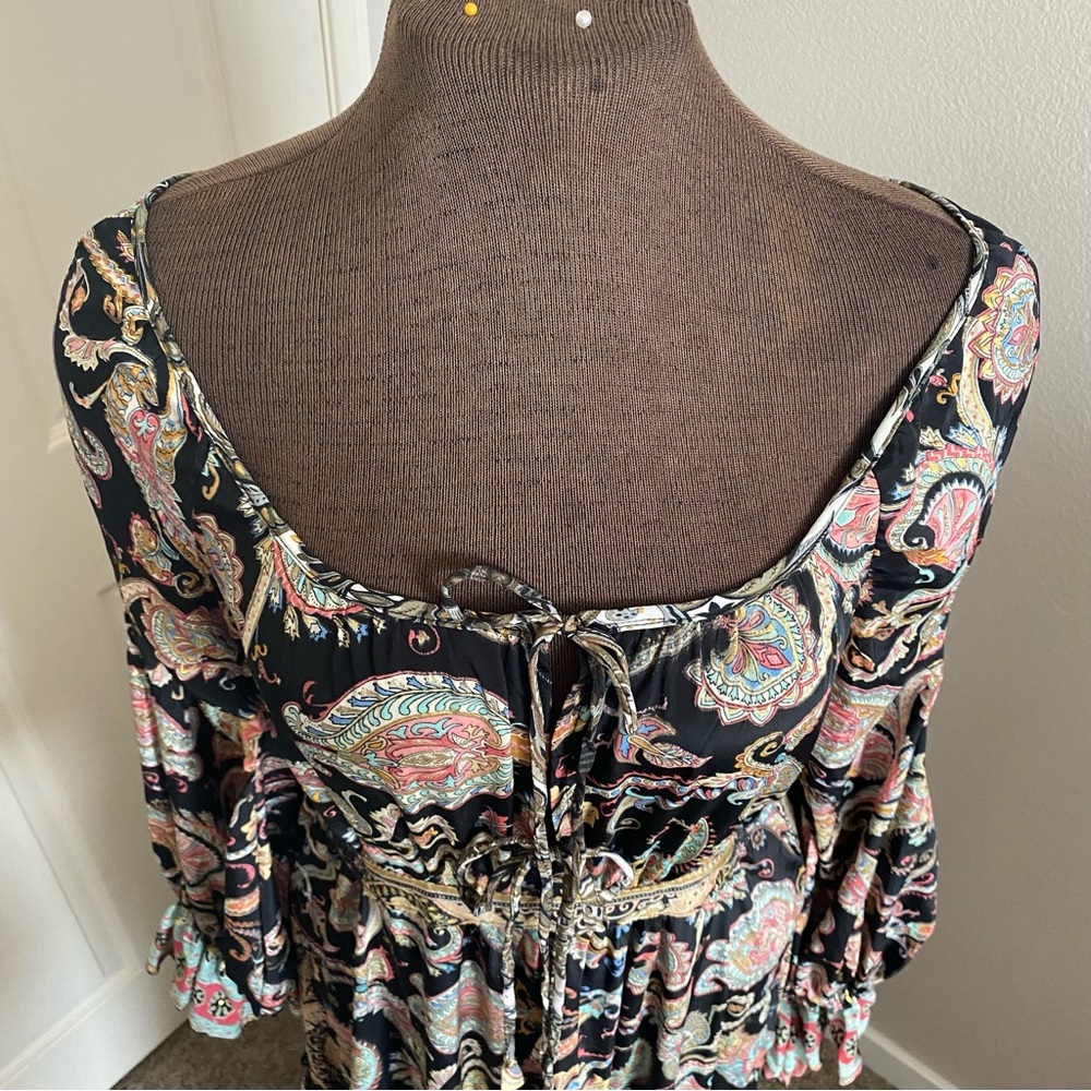 Karma Highway NWOT maxi dress, Boho, gypsy festival Paisley rich colors ruffle - Picture 12 of 16
